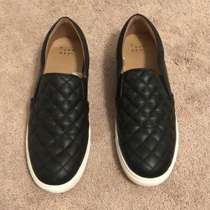 Black Leather Slip-on Sneakers